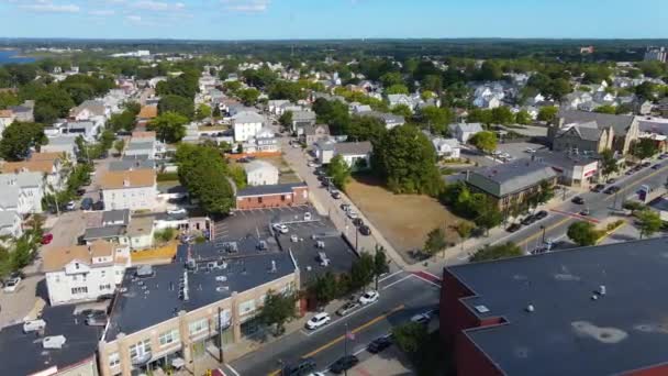 Historisk Stadskärna Flygbild Taunton Avenue Centrala East Providence Rhode Island — Stockvideo