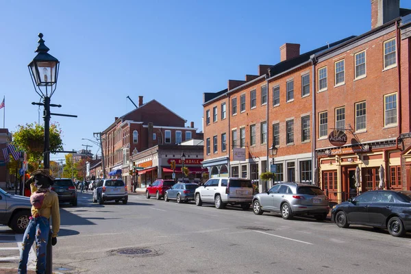 Történelmi Épületek State Street Newburyport Belvárosában Massachusetts Usa — Stock Fotó