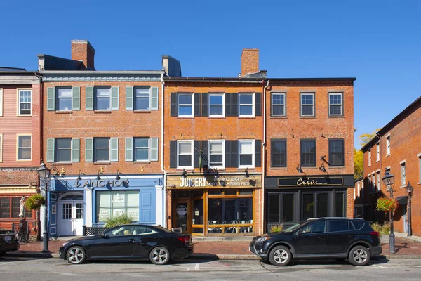 Történelmi Épületek State Street Newburyport Belvárosában Massachusetts Usa — Stock Fotó
