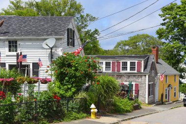 Rockport şehir merkezindeki tarihi bina, Massachusetts MA, ABD.