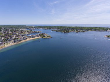 Gloucester şehri ve iç liman hava manzarası, Gloucester, Cape Ann, Massachusetts MA, ABD.