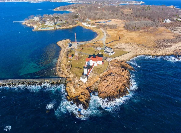Aerial View Eastern Point Lighthouse Gloucester Harbor Cape Ann Northeastern — Stock Photo, Image
