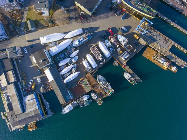 Vista Aérea Gloucester City Gloucester Harbor Cape Ann Massachusetts — Foto de Stock