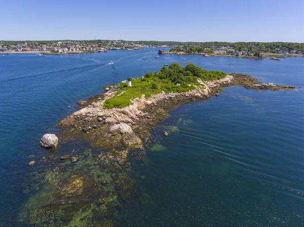 Ten Pound Island Lighthouse Ten Pound Island Vista Aerea Gloucester — Foto Stock