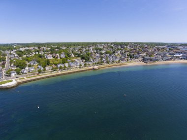 Gloucester şehri ve Pavilion Sahili hava manzarası, Gloucester, Cape Ann, Massachusetts MA, ABD.