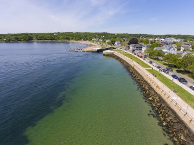 Annisquam River Estuary hava manzarası Gloucester Limanı, Cape Ann, Massachusetts MA, ABD. Nehir, Blynman Kanalı üzerinden Gloucester Limanı 'na bağlıdır..