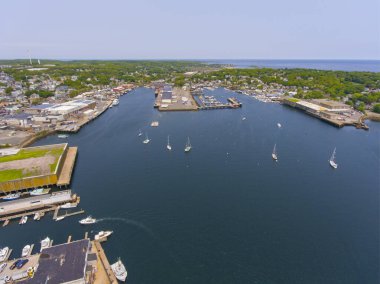Gloucester City ve Gloucester Limanı 'nın hava manzarası, Cape Ann, Massachusetts, ABD.