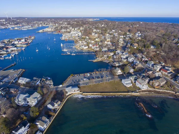 Gloucester City ve Gloucester Limanı 'nın hava manzarası, Cape Ann, Massachusetts, MA, ABD.