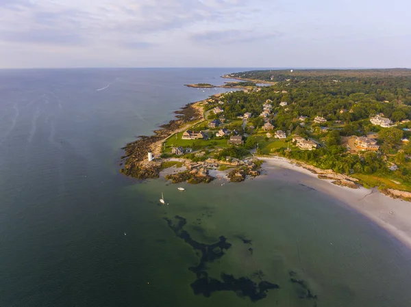 Annisquam Harbor Lighthouse Aerial View Gloucester Cape Ann Massachusetts Usa — Foto Stock