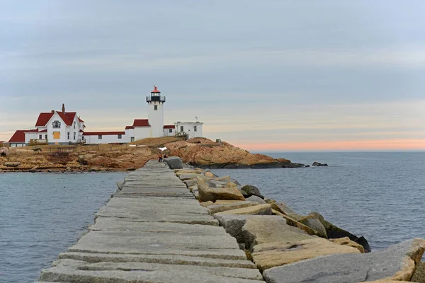 Eastern Point Lighthouse Sunset Cape Ann Noreste Massachusetts Este Histórico — Foto de Stock