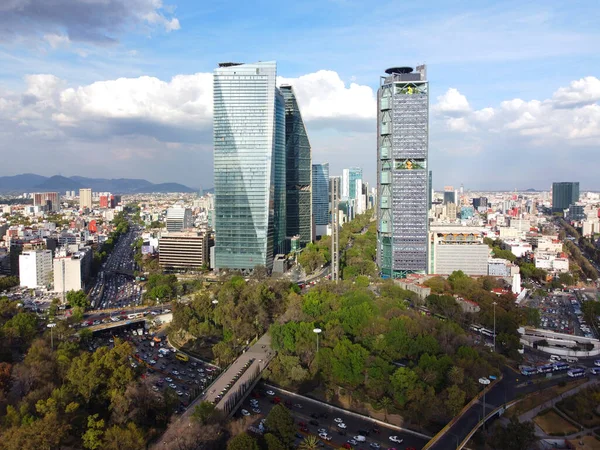 Moderne Gebäude Auf Der Avenue Paseo Reforma Luftaufnahme Mexiko Stadt — Stockfoto