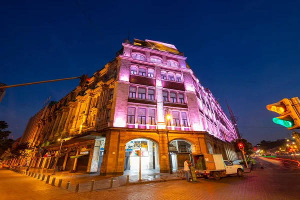 Gran Hotel Ciudad México Noite Avenida Septiembre Praça Constituição Zocalo — Fotografia de Stock