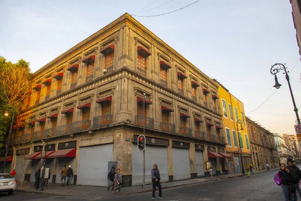 Исторические Здания Улице Calle Tacuba Улице Republica Chile Рядом Площадью — стоковое фото