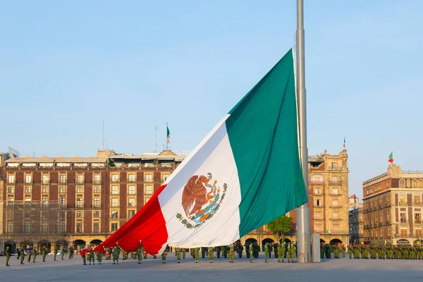 Ceremonia Izamiento Bandera Zócalo Centro Histórico Ciudad México Cdmx México —  Fotos de Stock