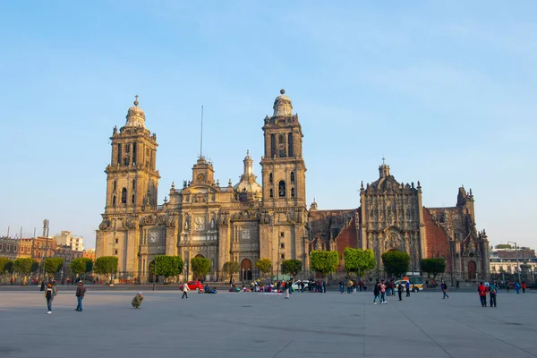 Zocalo Constitution Square Metropolitan Cathedral位于墨西哥城Cdmx历史中心 墨西哥城的历史中心是联合国教科文组织的世界遗产 — 图库照片