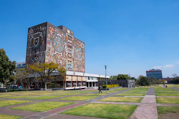墨西哥国立自治大学墨西哥国立自治大学中央图书馆生物技术中心 墨西哥城 Cdmx Unam Ciudad University City校园自2007年以来一直是教科文组织的世界遗产 — 图库照片
