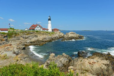 Portland Baş Feneri ve bakıcıların evi, Cape Elizabeth, Maine ME, ABD