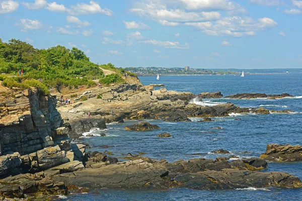 Portland Yakınlarındaki Casco Körfezi Nde Rocky Coast Maine Abd — Stok fotoğraf