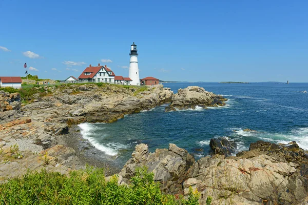 Phare Portland Head Maison Des Gardiens Été Cape Elizabeth Maine — Photo