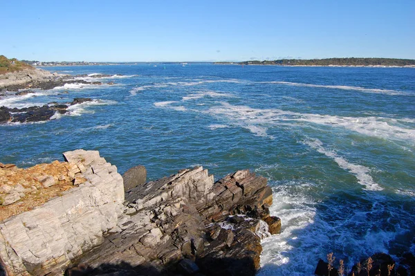 Rocky Coast Casco Bay Portland Cape Elizabeth Town Maine — Foto de Stock