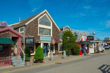 Historic buildings and shops in Perkins Cove in Ogunquit, Maine ME, USA. clipart