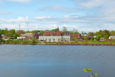 Saint Stephen, New Brunswick, Kanada şehir merkezindeki tarihi binalar. Aziz Stephen kasabası ABD ile Kanada arasındaki sınırda..