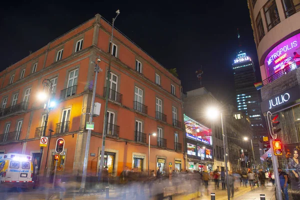 Edificios Históricos Avenida Francisco Madero Torre Latinoamericana Por Noche Ciudad — Foto de Stock