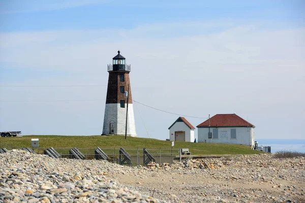 ポイント ジュディス灯台は1857年にアメリカのロードアイランド州ナラガンセットで建設された 昭和63年 1988年 から国の史跡に指定されている — ストック写真