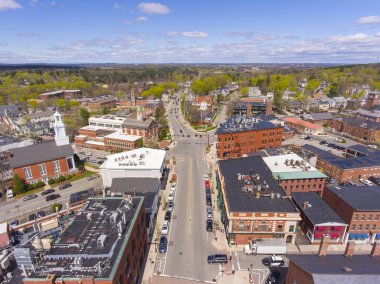 Andover 'ın Andover, Massachusetts, MA, ABD' deki tarihi merkezinin hava görüntüsü.. 