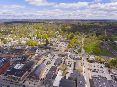 Andover 'ın Andover, Massachusetts, MA, ABD' deki tarihi merkezinin hava görüntüsü..