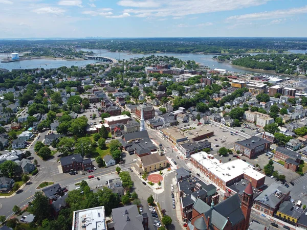 Vista Aérea Edificios Históricos Cabot Street Centro Histórico Beverly Massachusetts —  Fotos de Stock