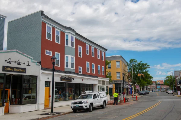 Historic Buildings Cabot Street Historic City Center Beverly Massachusetts Usa — Stock Photo, Image