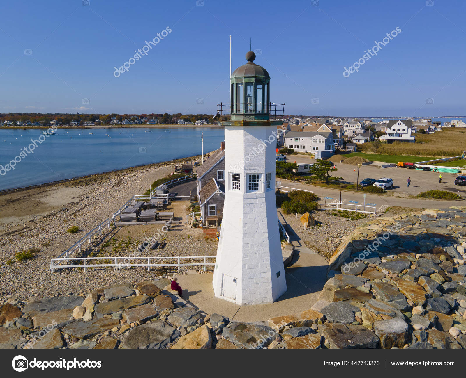 Old Scituate Lighthouse Historic Lighthouse Located Cedar Point Town