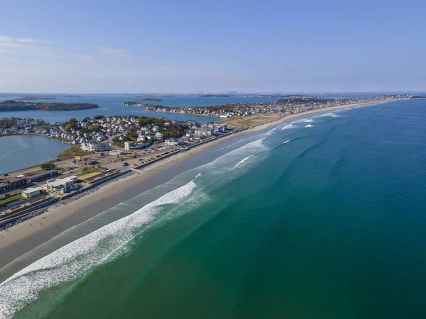 Widok Lotu Ptaka Nantasket Beach Miejscowości Hull Południe Bostonu Massachusetts — Zdjęcie stockowe