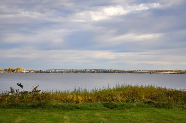 Rouses Point Bridge Norra Änden Lake Champlain Förbinder New York — Stockfoto