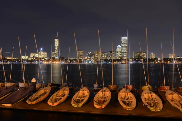 Boston Back Bay Skyline John Hancock Tower Noční Scény Prudential — Stock fotografie