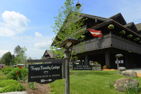 Trapp Family Lodge, Stowe, Vermont, USA. Trapp Family Lodge is an Austrian style named after the Von Trapp Family, which is the inspiration of the famous movie The Sound of Music.