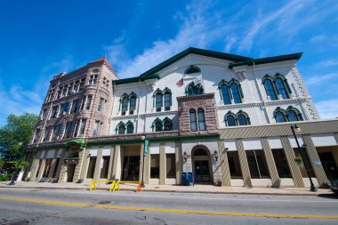 Woonsocket belediyesi ana caddedeki Woonsocket, Rhode Island RI, ABD.