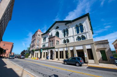 Woonsocket belediyesi ana caddedeki Woonsocket, Rhode Island RI, ABD.