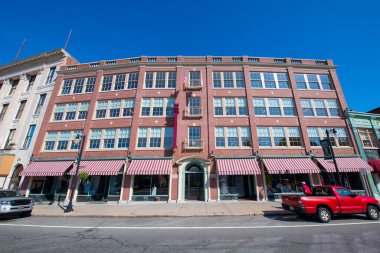 Woonsocket şehir merkezindeki Main Street Historic District 'deki Tarihi Stadyum Binası, Rhode Island RI, ABD.