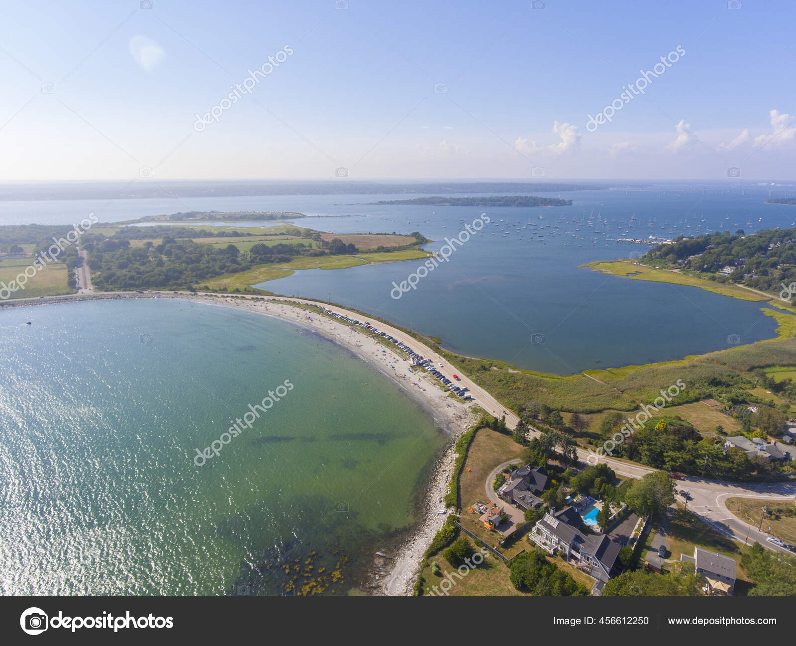 Mackeral Cove Beach Dutch Island Harbor Narragansett Bay Aerial View