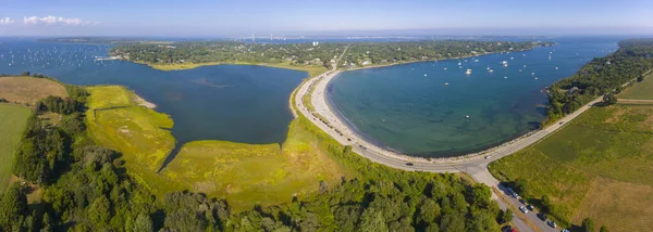 Mackeral Cove Beach Dutch Island Harbor Narragansett Bay Panorama Εναέρια — Φωτογραφία Αρχείου