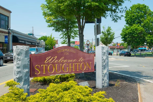 Bem Vindo Stoughton Assinar Washington Street Stoughton Massachusetts Eua — Fotografia de Stock