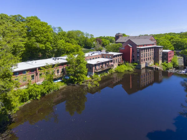 Sandford Mill Charles River Aerial View Medway Historic Town Center —  Fotos de Stock