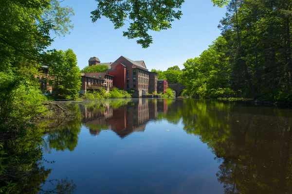 Sandford Mill Charles River Medway Historic Town Center Summer Medway — Stock Photo, Image