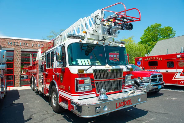 Fire Trucks Fire Department Millis Massachusetts Amerika Serikat — Stok Foto