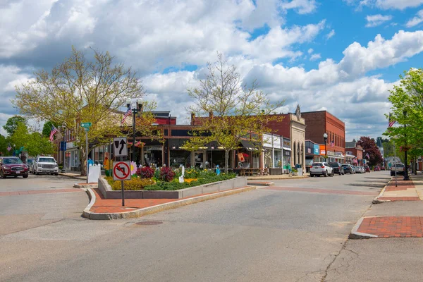 Historic Commercial Buildings Edward Miller Square Main Street Maynard Historic — Stock Photo, Image