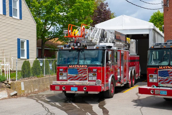 Camiones Bomberos Departamento Bomberos Verano Maynard Massachusetts — Foto de Stock