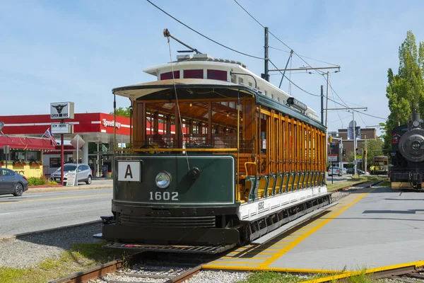 Lowell Open Trolley Strassenbahn 1602 Nationalen Strassenbahnmuseum Auf Der Holländischen — Stockfoto