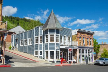 Tarihi ticari bina 401 Main Caddesi 'ndeki 4. caddedeki tarihi Park City, Utah UT, ABD. 